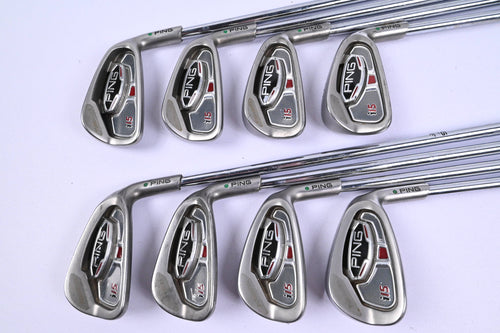 Ping i15 Irons / 3-PW / Green Dot / Stiff Flex Ping AWT Shafts