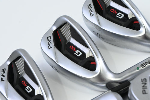 Left Hand Ping G410 Irons / 5-PW+SW / Green Dot / Regular Flex Dynamic Gold 105