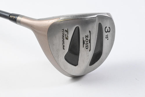Left Hand Mizuno T-Zoid Forged #3 Wood / 15 Degree / Stiff Flex Technoflex Gold