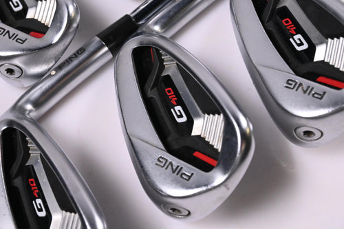 Ping G410 Irons / 7-PW+GW / White Dot / Stiff Flex Ping AWT 2.0 Shafts
