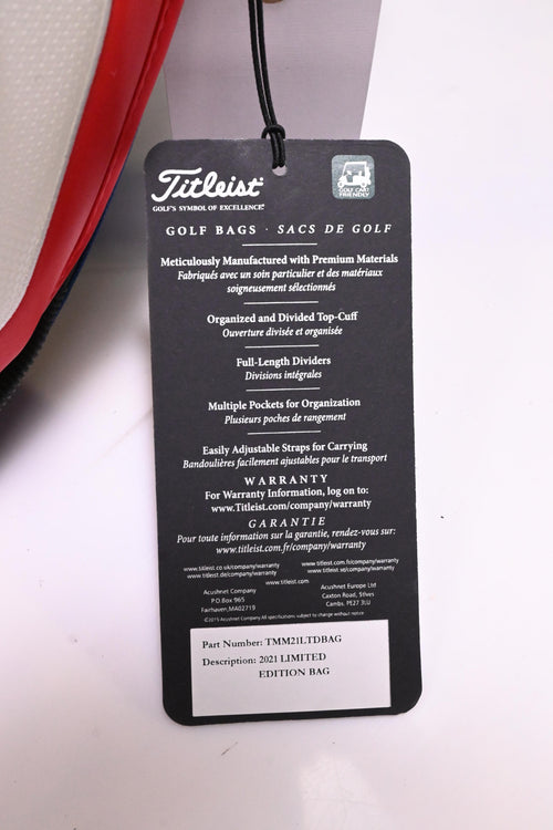 Titleist Limited Edition 2021 Tour Bag / 6-Way Divider / Blue, White, Red