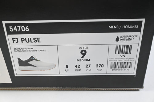 FootJoy Pulse Golf Shoes / Size UK 8 / White, Gum & Navy