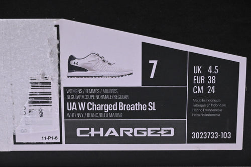 Ladies Under Armour Charged Breathe SL Golf Shoes / UK Size 4.5 / White & Navy
