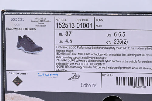 Ladies Ecco Biom G5 Golf Shoes / UK Size 4.5 / Black & Grey