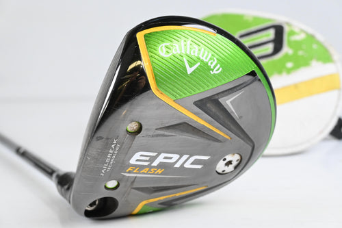 Left Hand Callaway Epic Flash #3 Wood / 15 Degree / Regular Flex EvenFlow Green