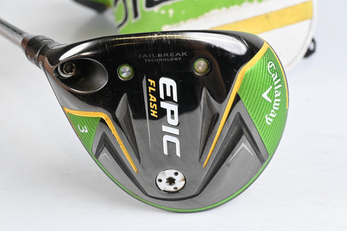 Left Hand Callaway Epic Flash #3 Wood / 15 Degree / Regular Flex EvenFlow Green