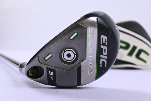 Left Hand Callaway Epic Super #3 Hybrid / 18 Degree / Regular Flex SteelFiber 75