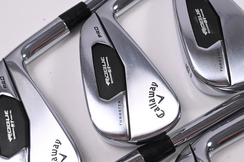 Callaway Rogue ST Pro Irons / 4-9i / Stiff Flex Rifle Tour Flighted 105 Shafts