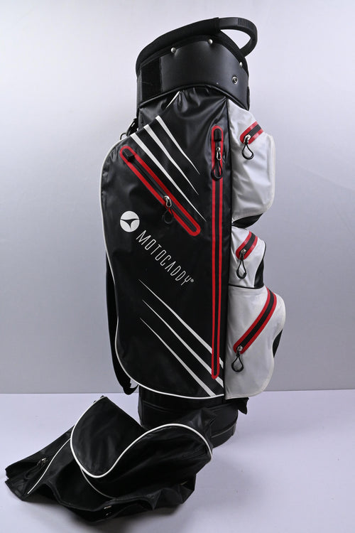 Motocaddy Dry Series Cart Bag / 14-Way Divider / White, Black & Red