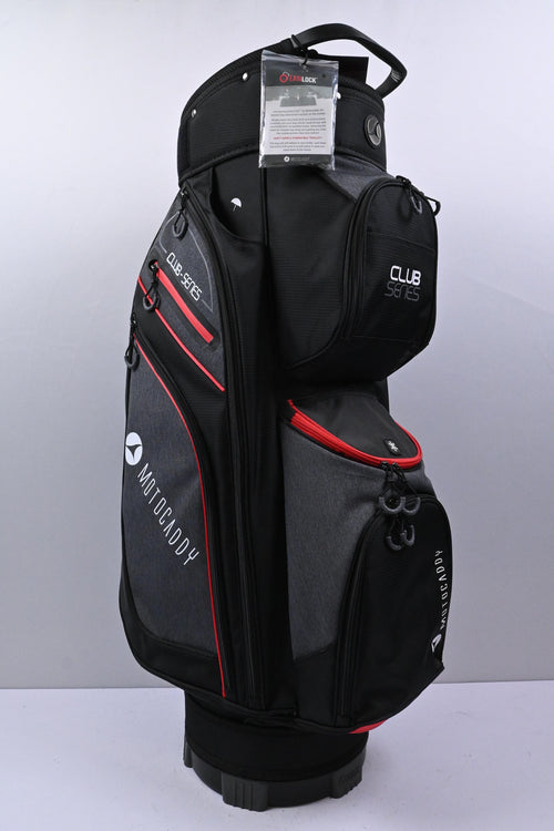 Motocaddy Club Series Cart Bag / 14-Way Divider / Black, Grey & Red