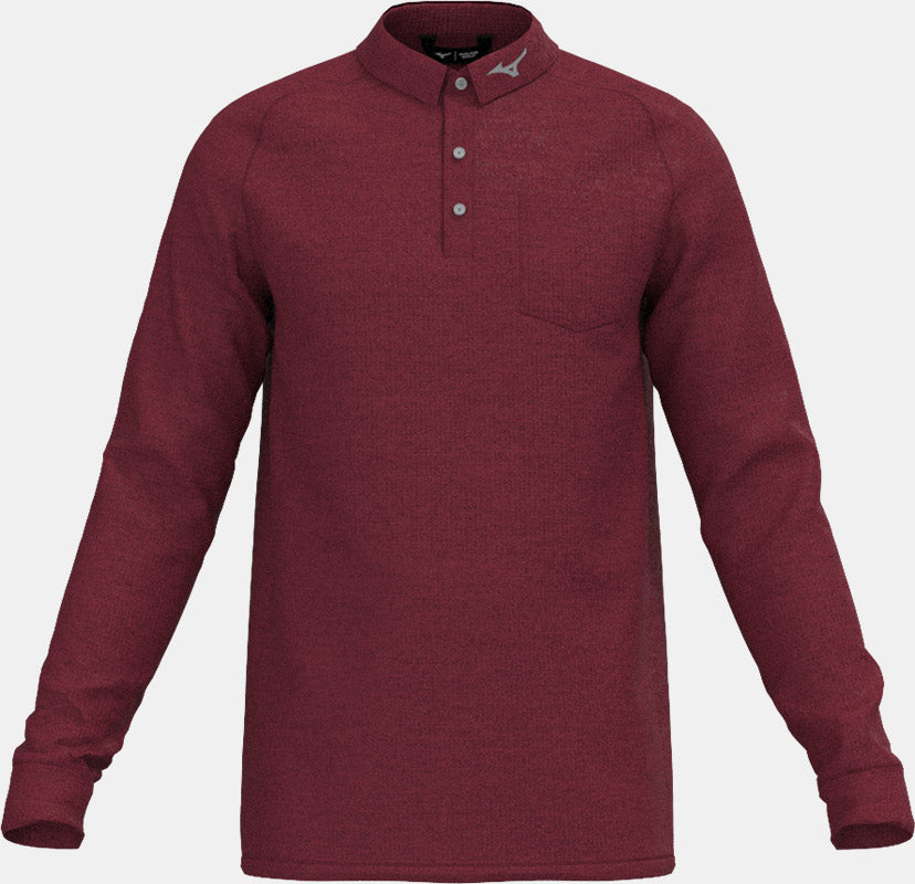 Mizuno Melange Long Sleeve Polo / Burgundy
