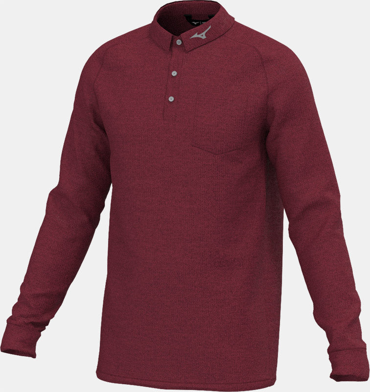 Mizuno Melange Long Sleeve Polo / Burgundy