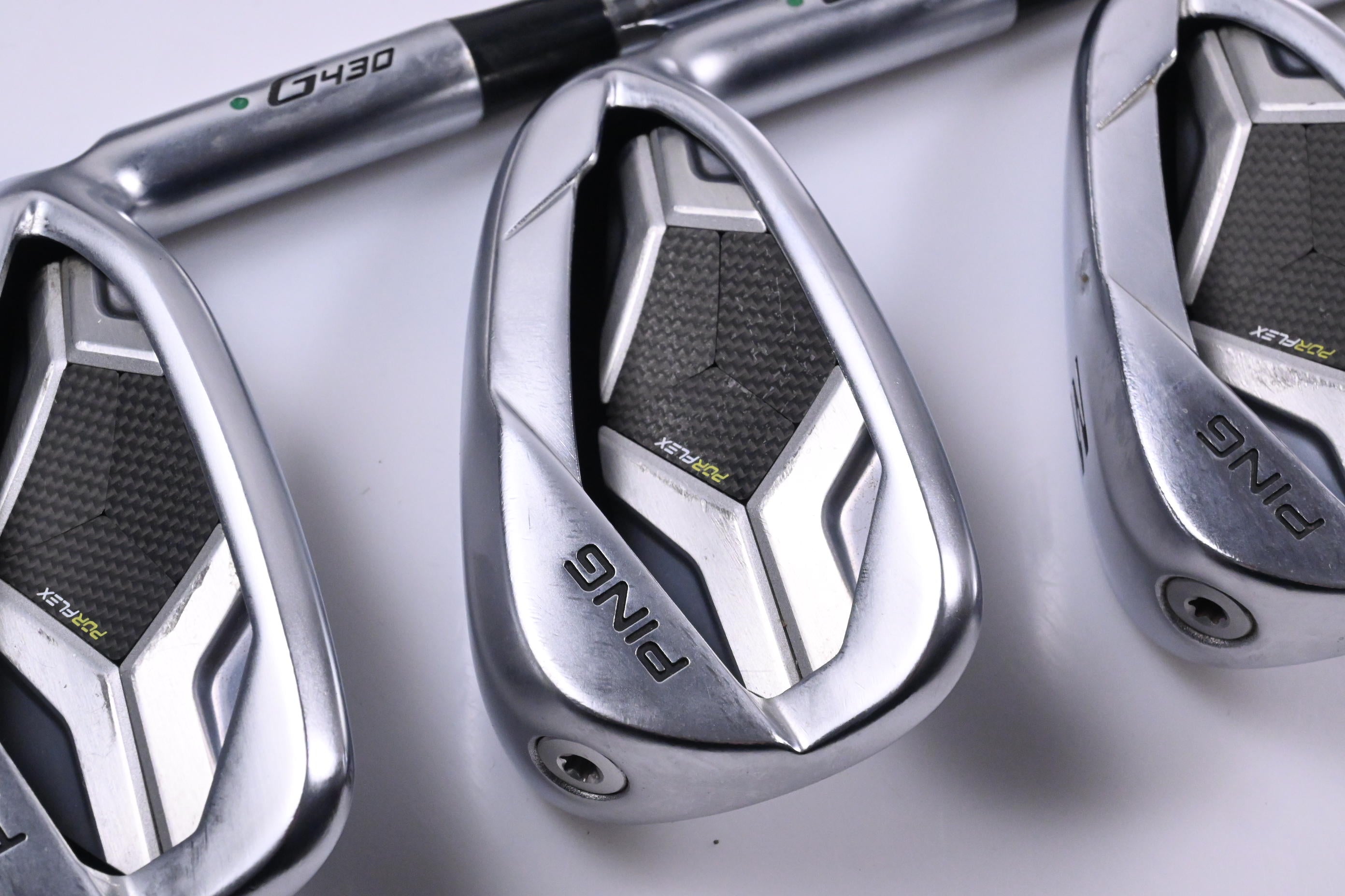 Ping G430 Irons / 6-PW / Green Dot / Regular Flex Ping AWT 2.0 Shafts