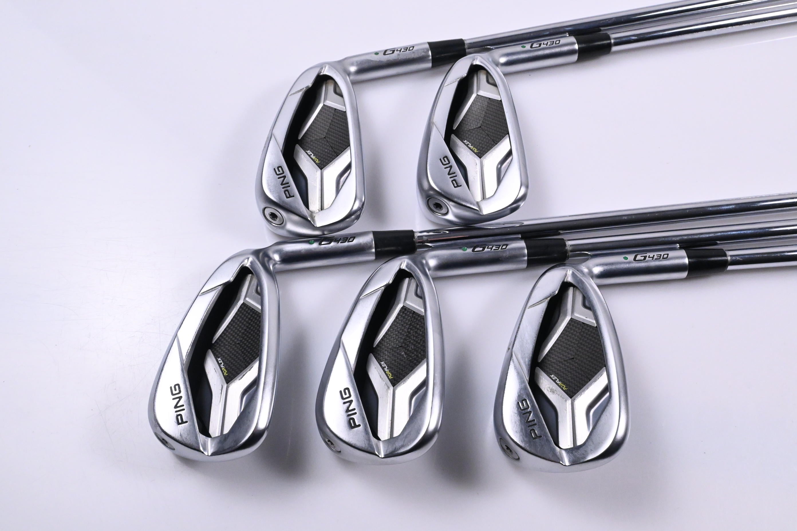 Ping G430 Irons / 6-PW / Green Dot / Regular Flex Ping AWT 2.0 Shafts