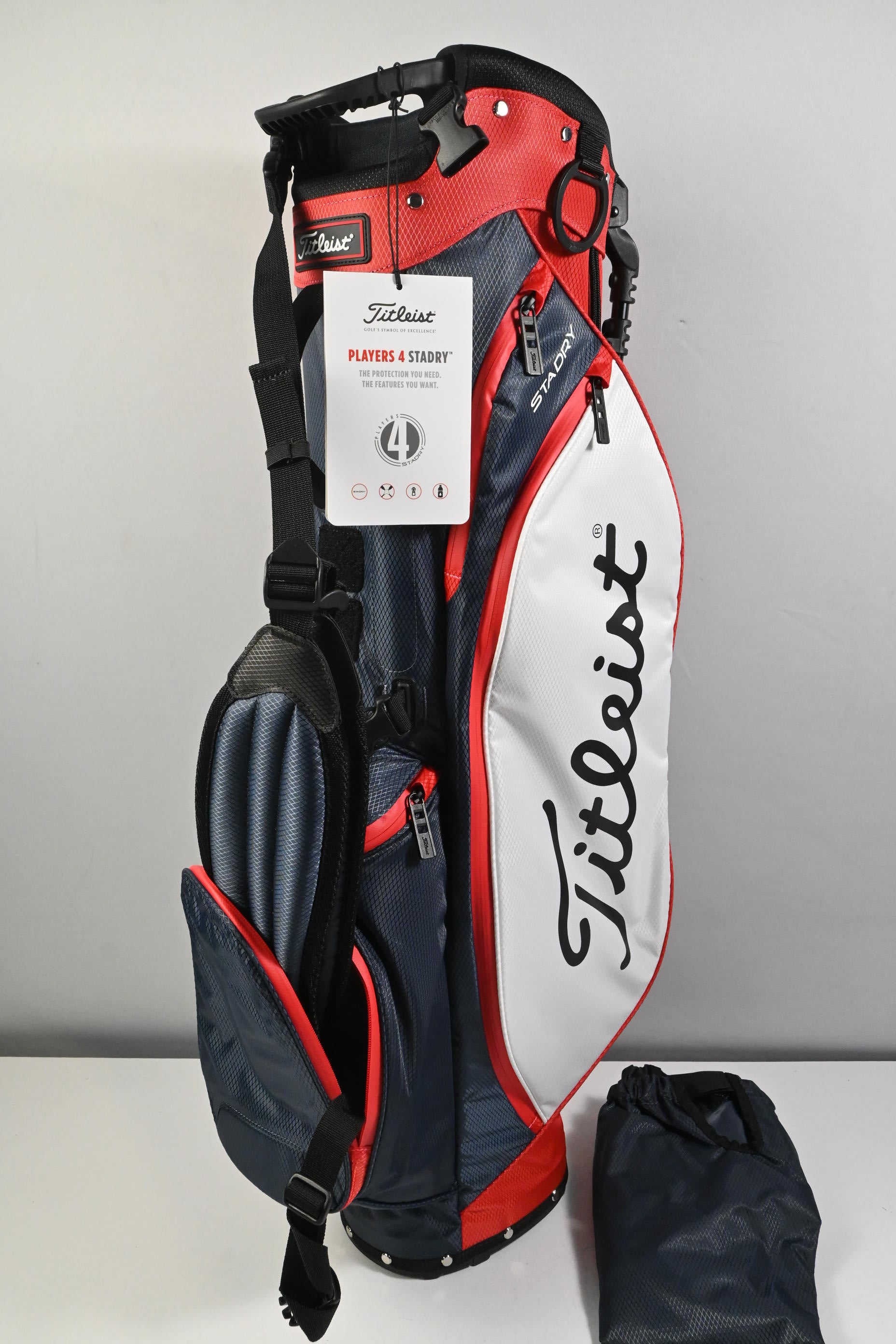 Titleist Players 4 StaDry Stand Bag / 4-Way Divider / Navy, White & Red