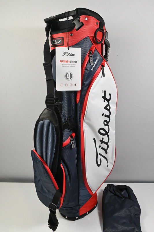 Titleist Players 4 StaDry Stand Bag / 4-Way Divider / Navy, White & Red