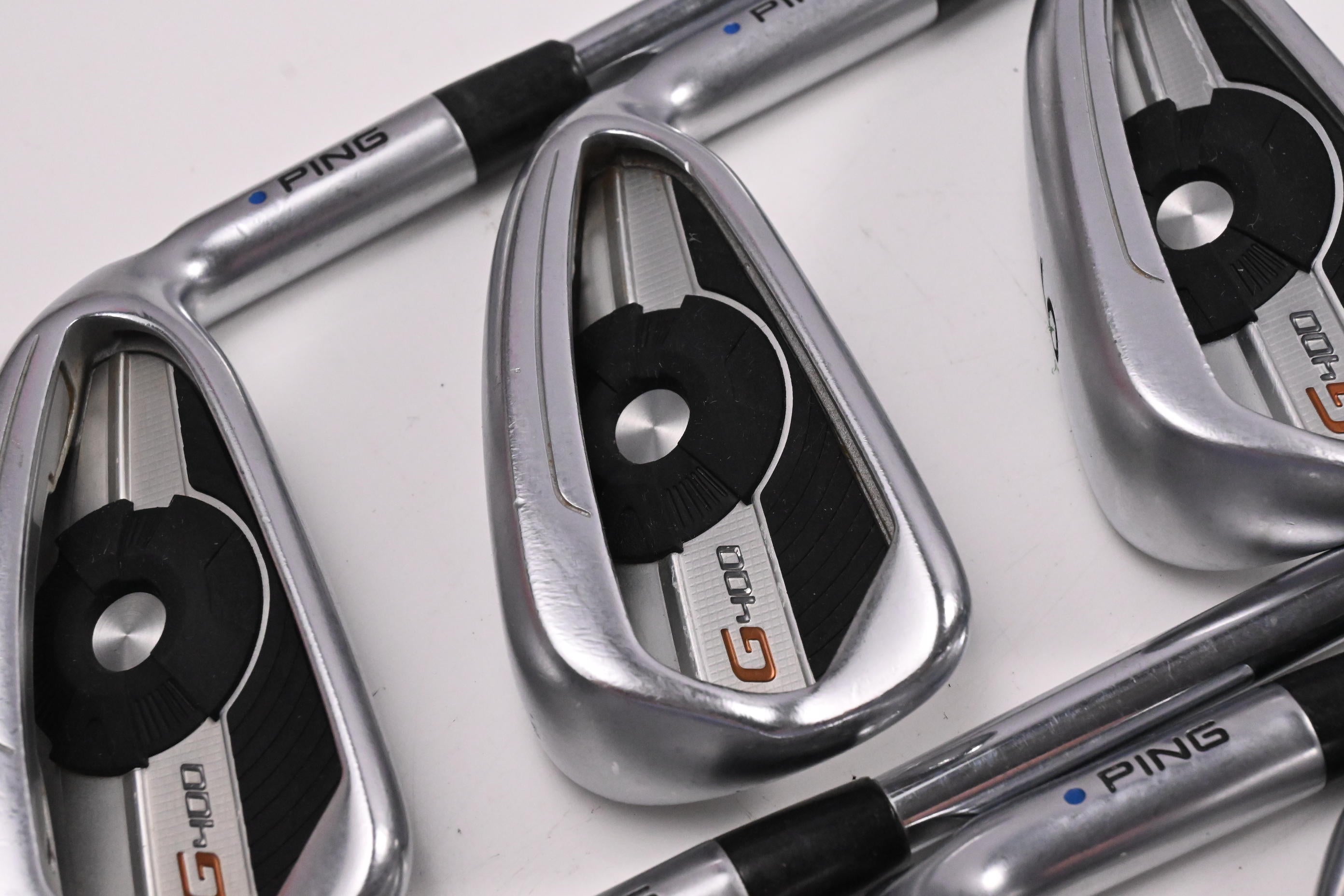 Ping G400 Irons / 4-PW / Blue Dot / Regular Flex Ping AWT 2.0 Shafts
