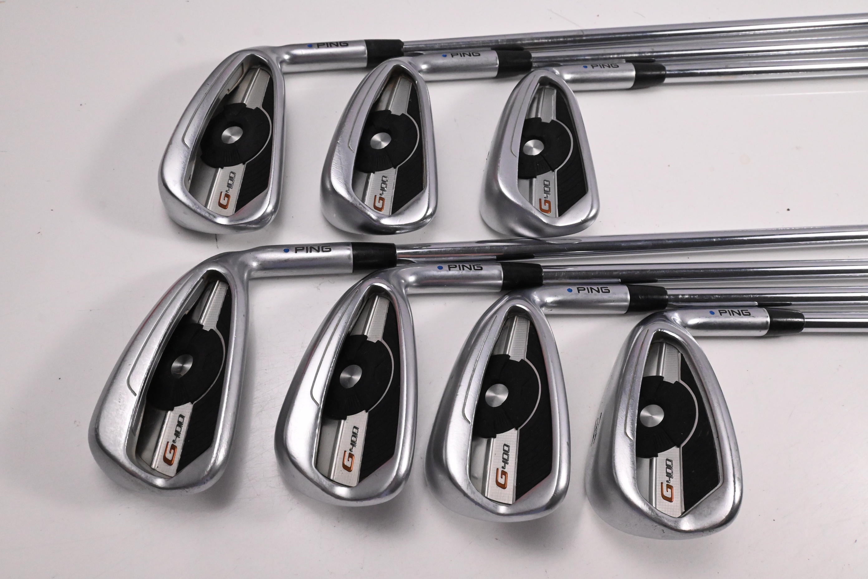 Ping G400 Irons / 4-PW / Blue Dot / Regular Flex Ping AWT 2.0 Shafts