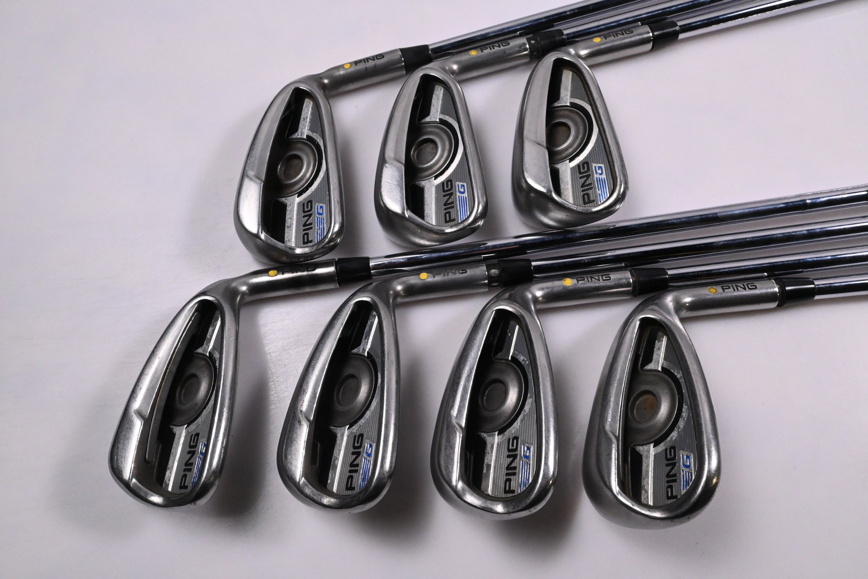Ping G Series Irons / 5-PW+SW / Yellow Dot / Stiff Flex Ping AWT 2.0 Shafts