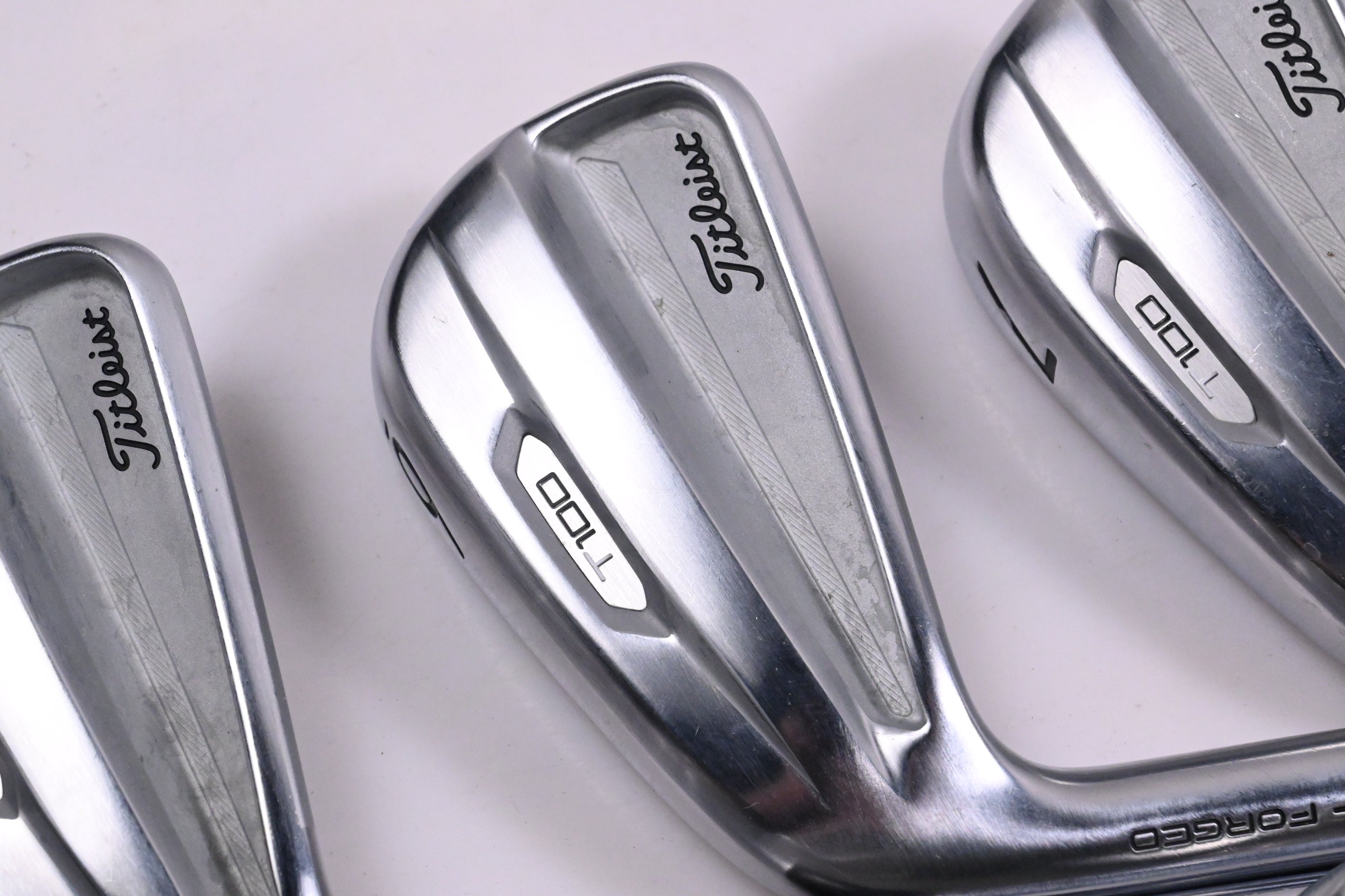 Left Hand Titleist T100 2021 Irons / 5-PW+48° / Stiff Flex AMT Tour White S300