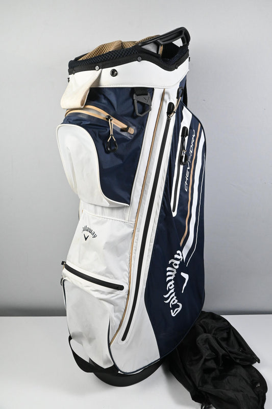 Callaway Chev 14 Dry Cart Bag / 14-Way Divider / White, Navy & GOld