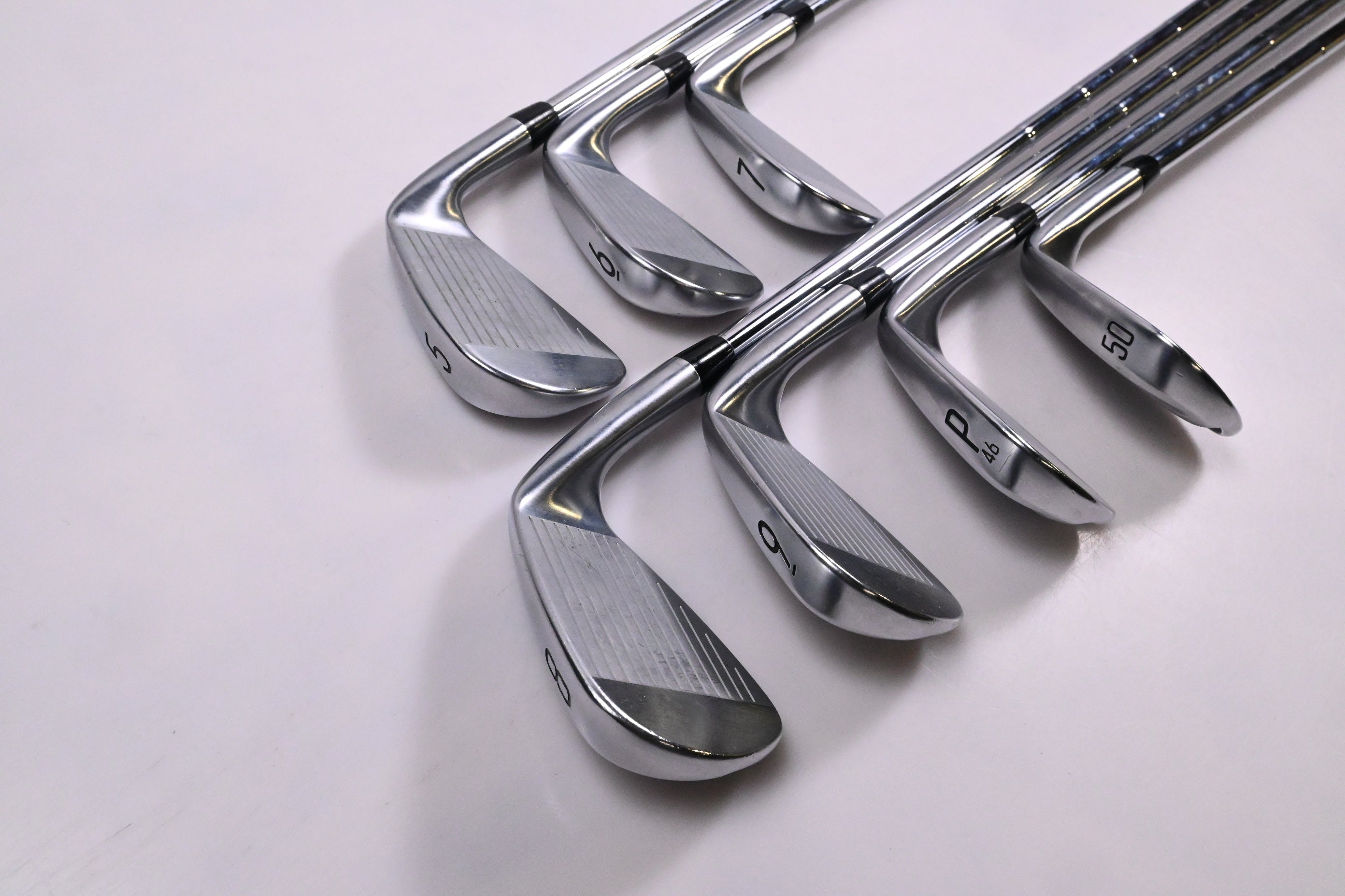 Left Hand Titleist T100 2021 Irons / 5-PW+48° / Stiff Flex AMT Tour White S300