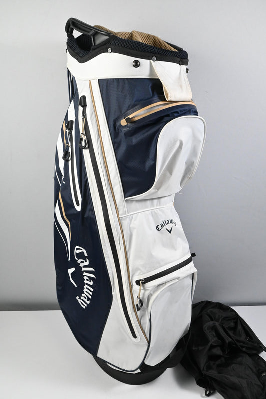 Callaway Chev 14 Dry Cart Bag / 14-Way Divider / White, Navy & GOld