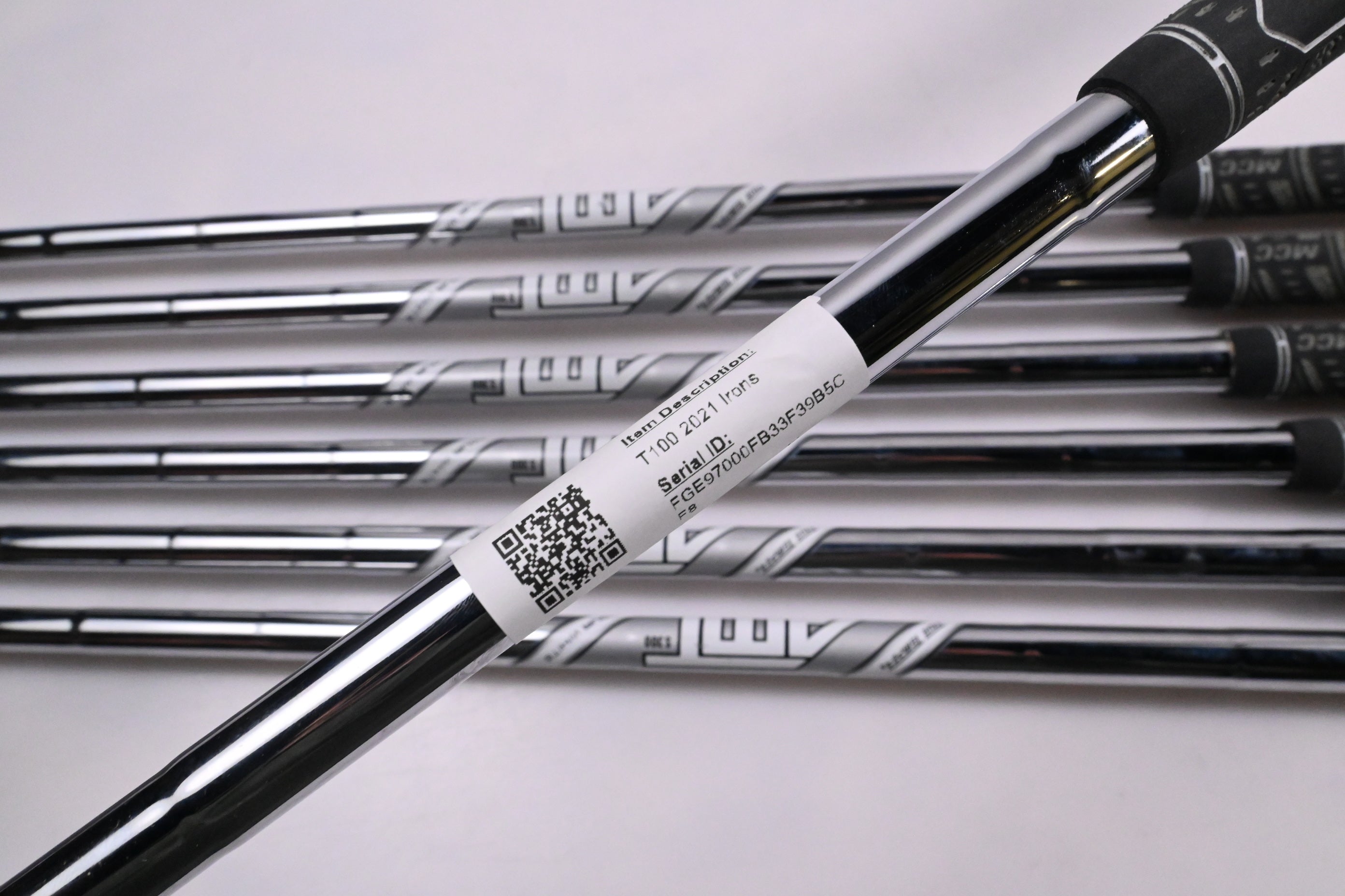 Left Hand Titleist T100 2021 Irons / 5-PW+48° / Stiff Flex AMT Tour White S300