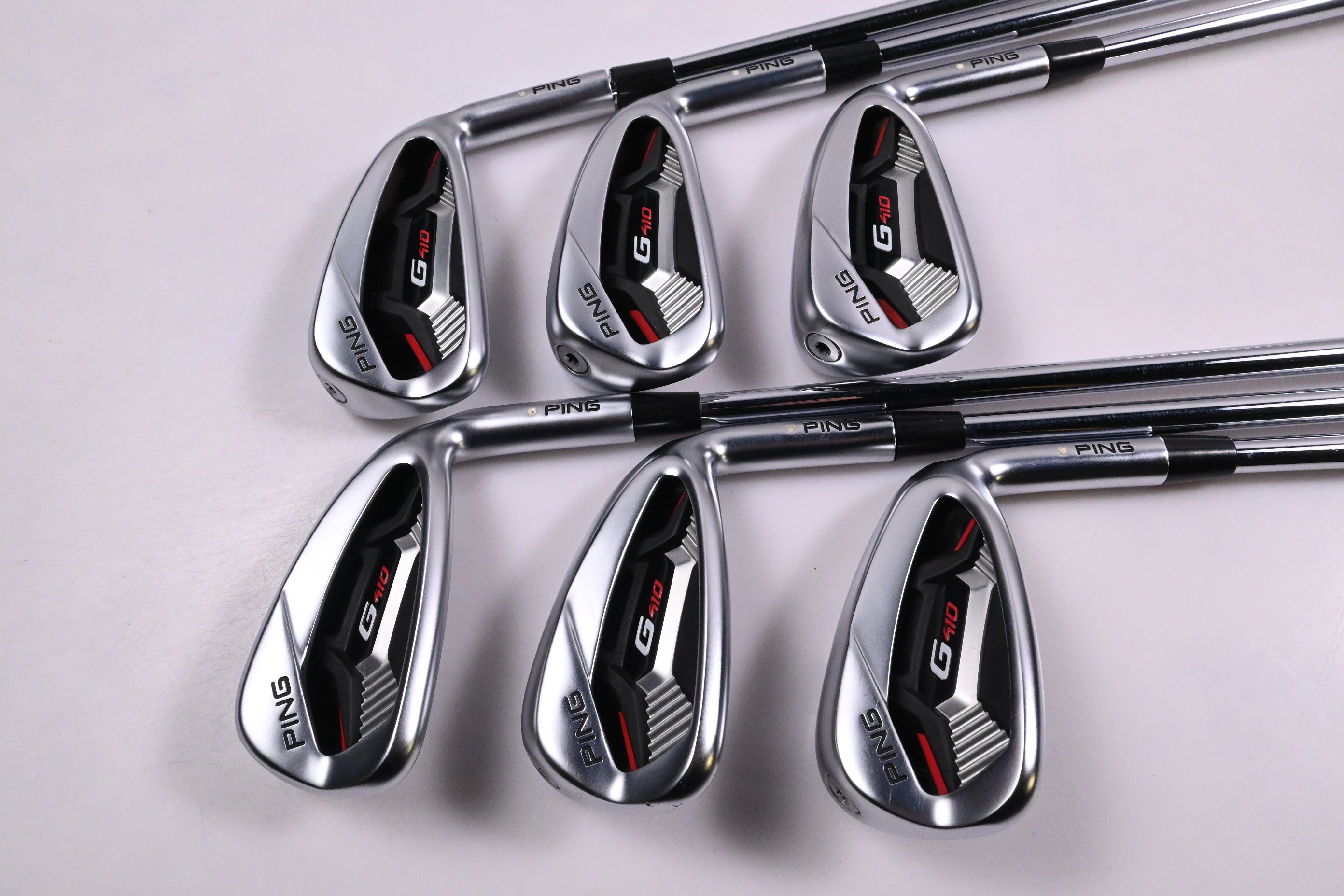 Ping G410 Irons / 5-PW / White Dot / Regular Flex Ping AWT 2.0 Shafts