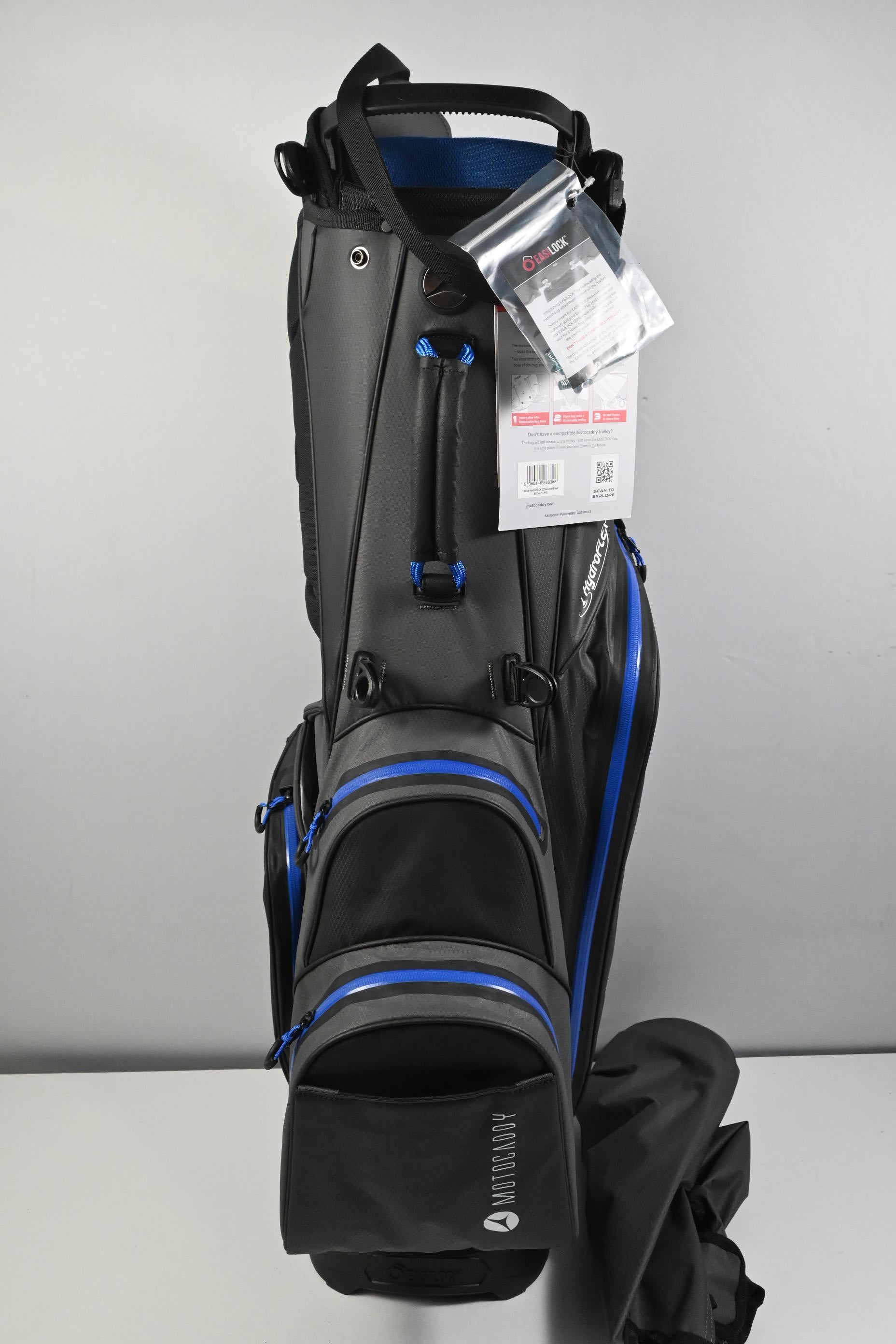 Motocaddy Hydroflex Stand Bag / 5-Way Divider / Grey, Black & Blue