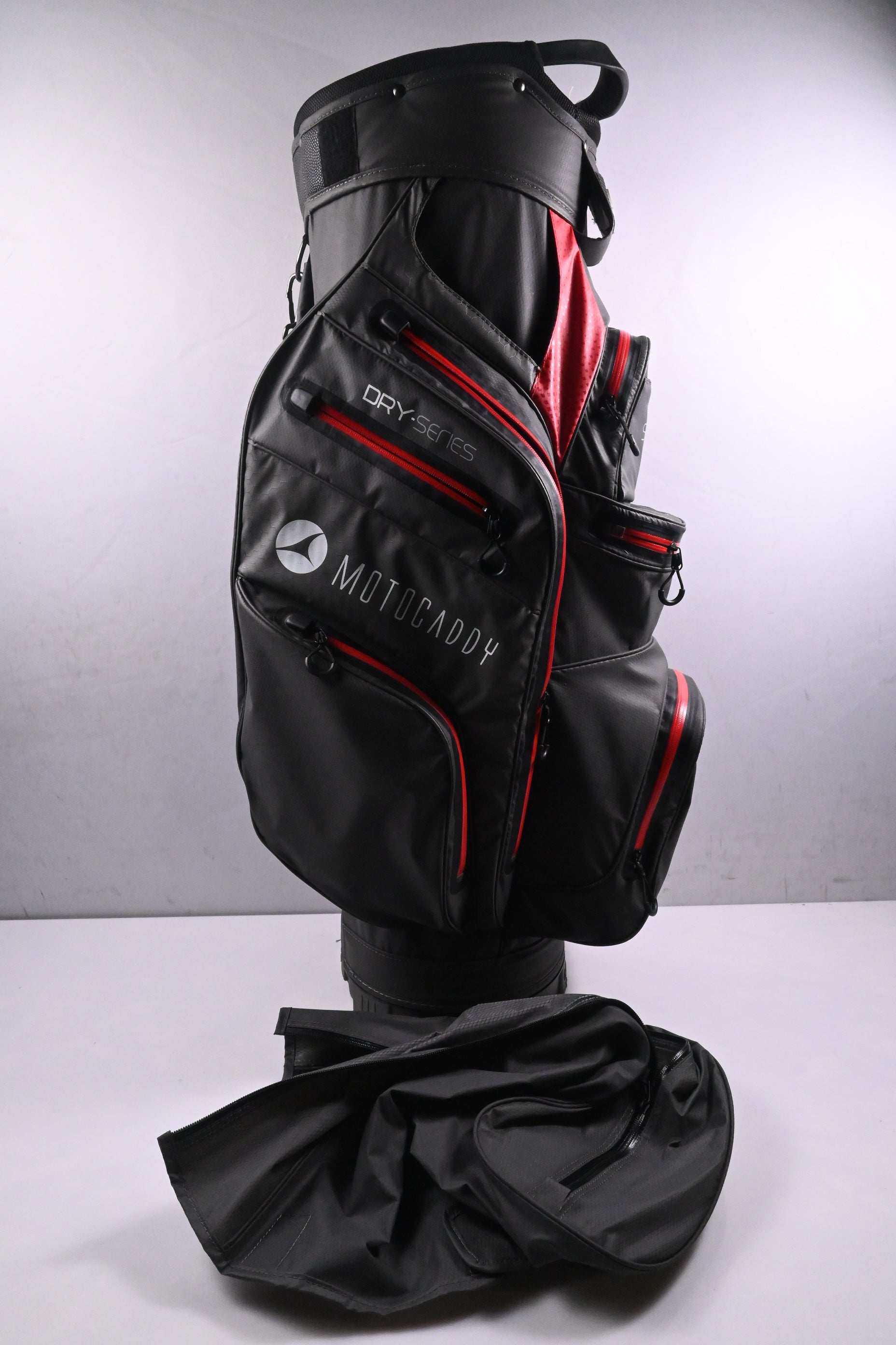 Motocaddy Dry Series Cart Bag / 14-Way Divider / Grey & Red