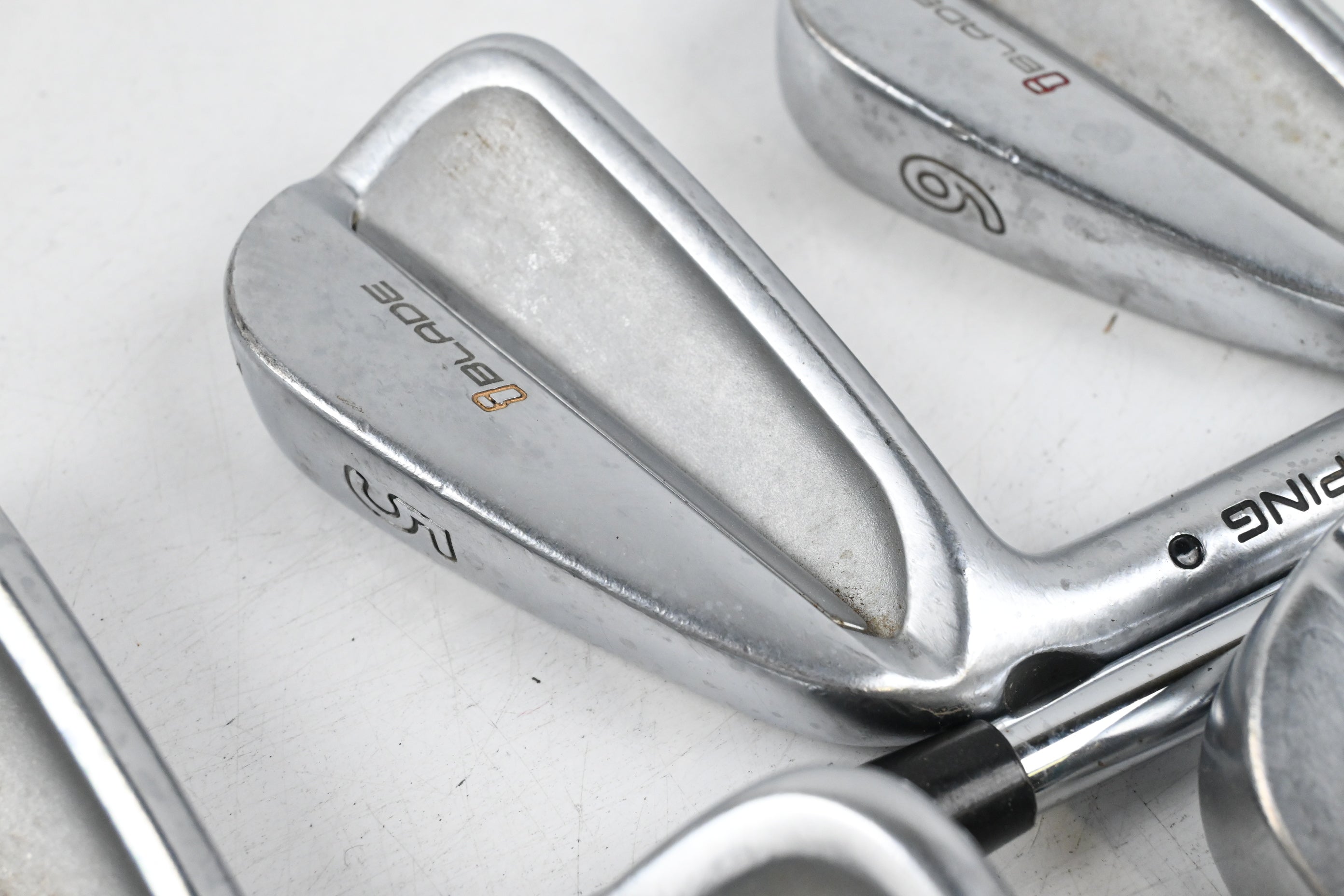 Left Hand Ping iBlade Irons / 4-PW / Black Dot / Stiff Flex Steel Shafts
