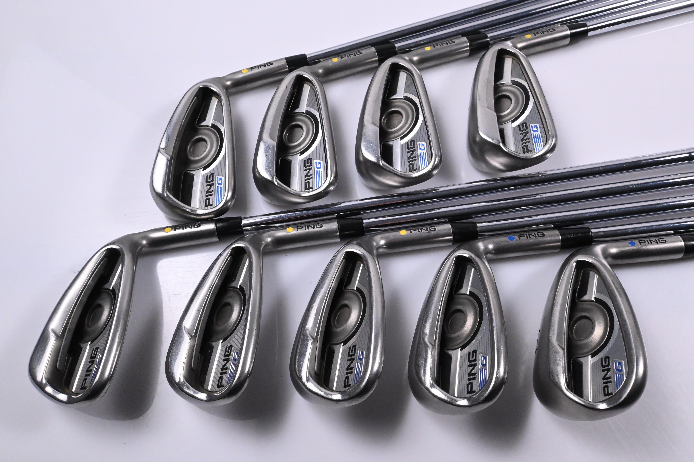 Ping G Series Irons / 4-PW+UW+SW / Yellow Dot / Regular Flex Ping AWT 2.0 Shafts