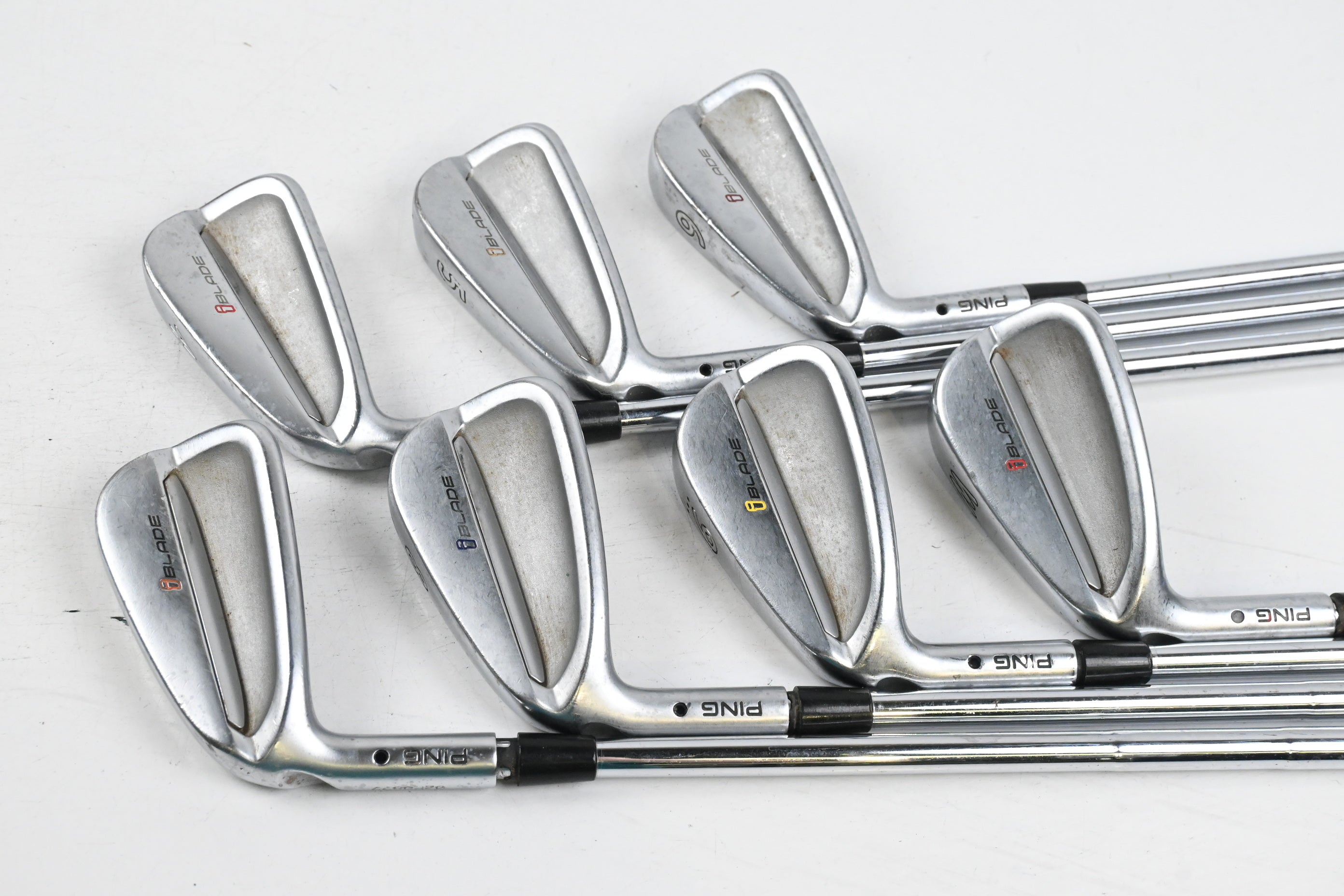 Left Hand Ping iBlade Irons / 4-PW / Black Dot / Stiff Flex Steel Shafts