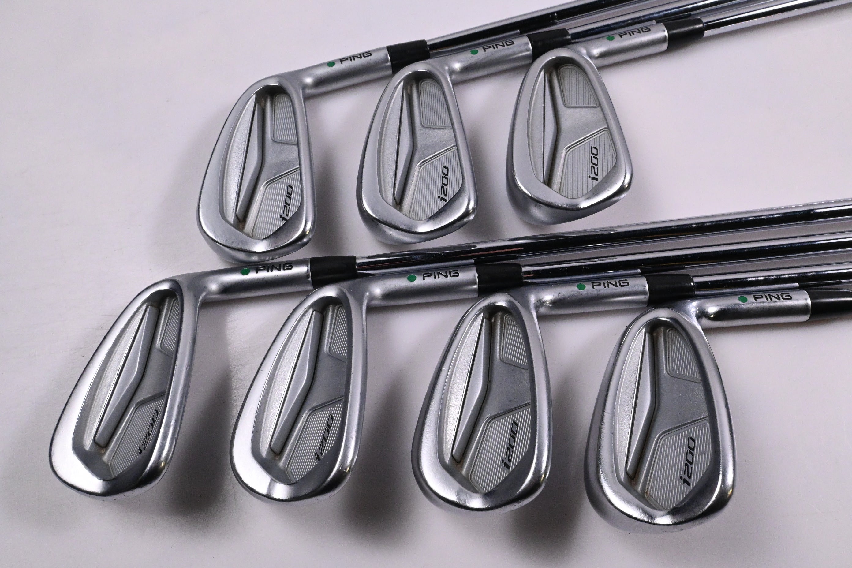 Ping i200 Irons / 5-PW+UW / Green Dot / Stiff Flex Ping AWT 2.0 Shafts