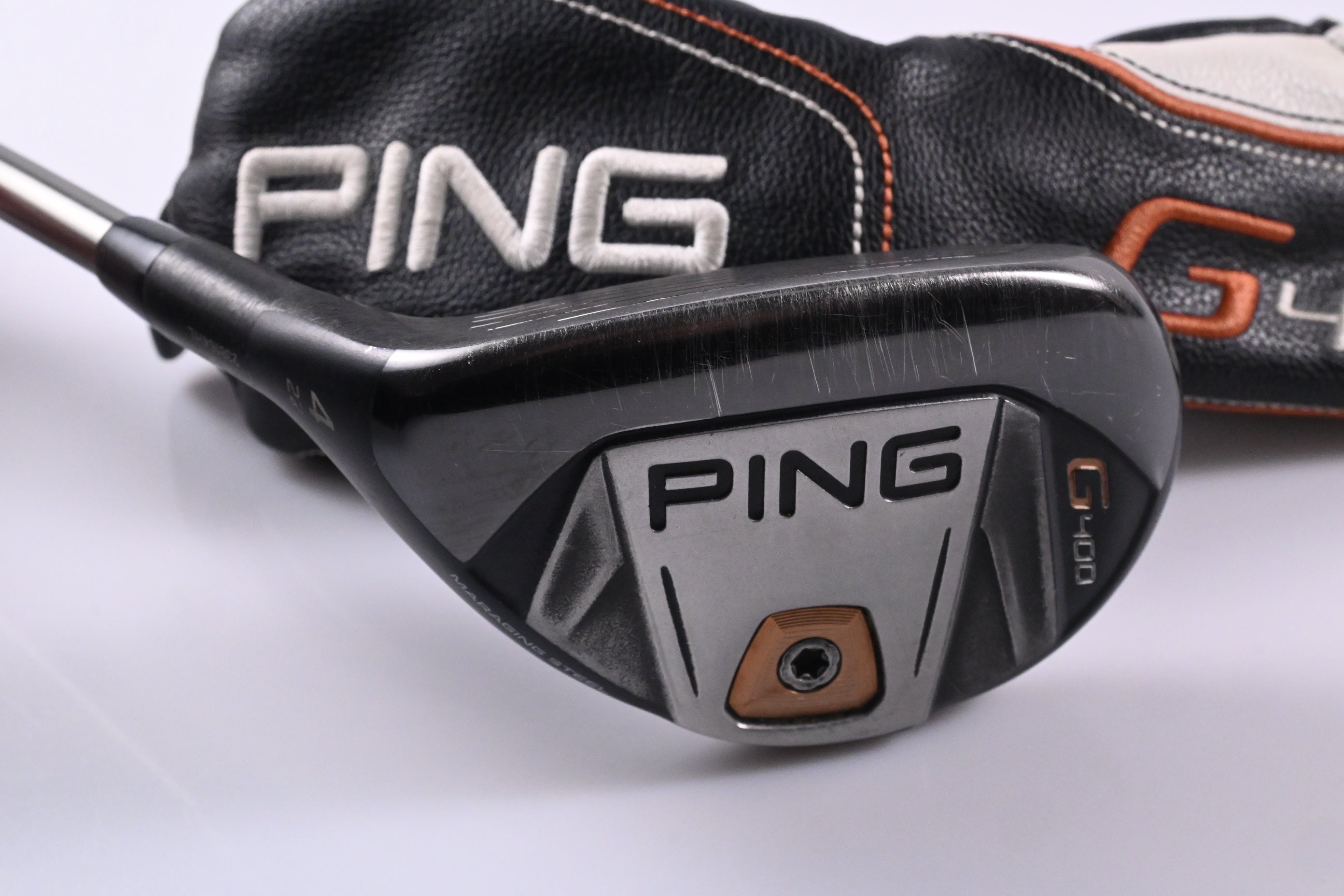 Left Hand Ping G400 #4 Hybrid / 22 Degree / Stiff Flex Ping Tour Chrome 85 Shaft