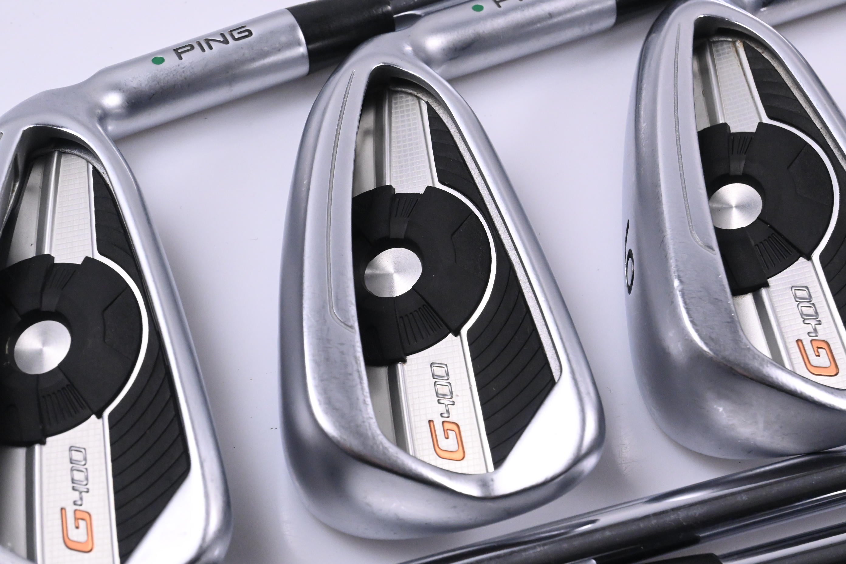 Ping G400 Irons / 4-PW / Green Dot / Regular Flex Ping AWT 2.0 Shafts