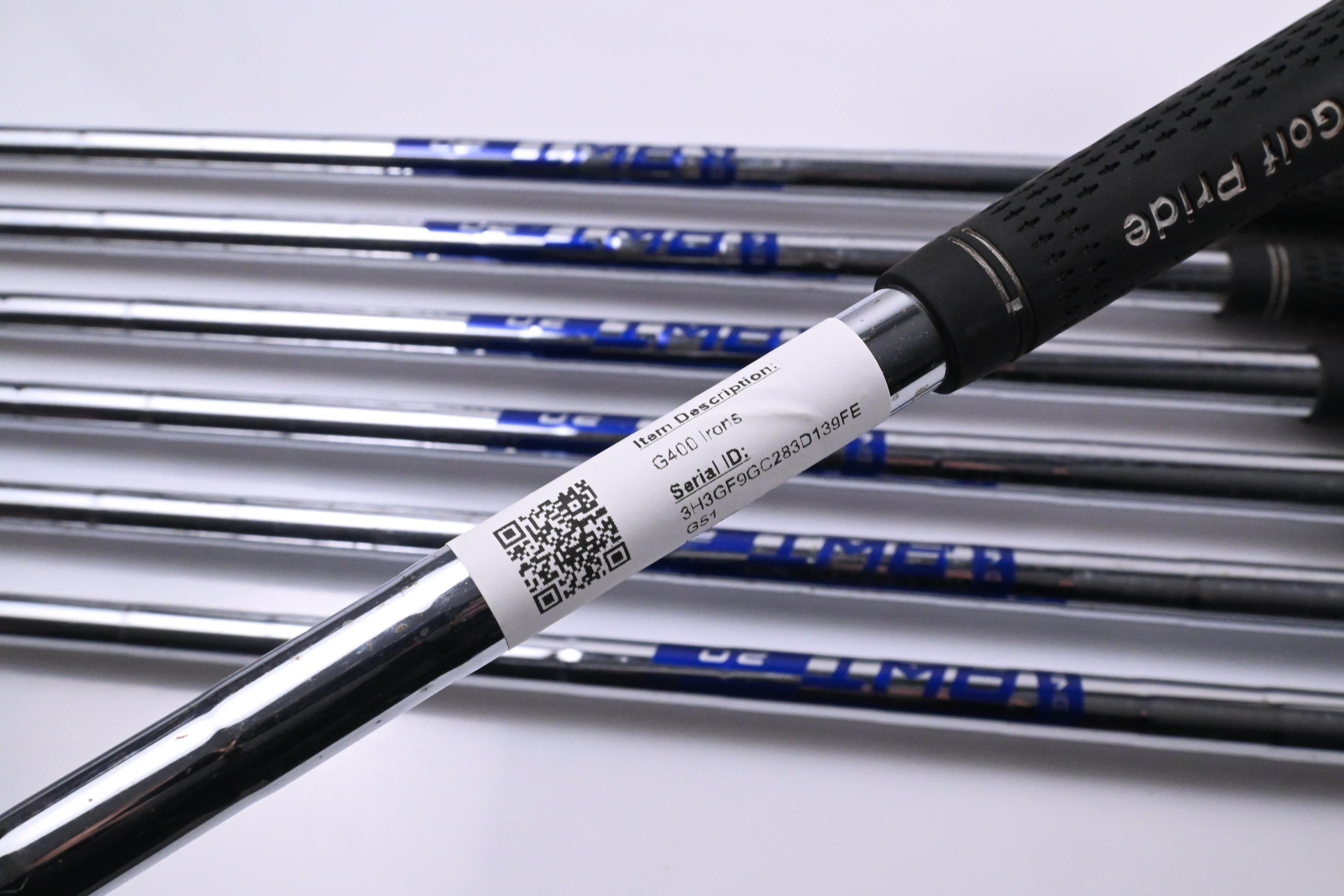 Ping G400 Irons / 4-PW / Green Dot / Regular Flex Ping AWT 2.0 Shafts