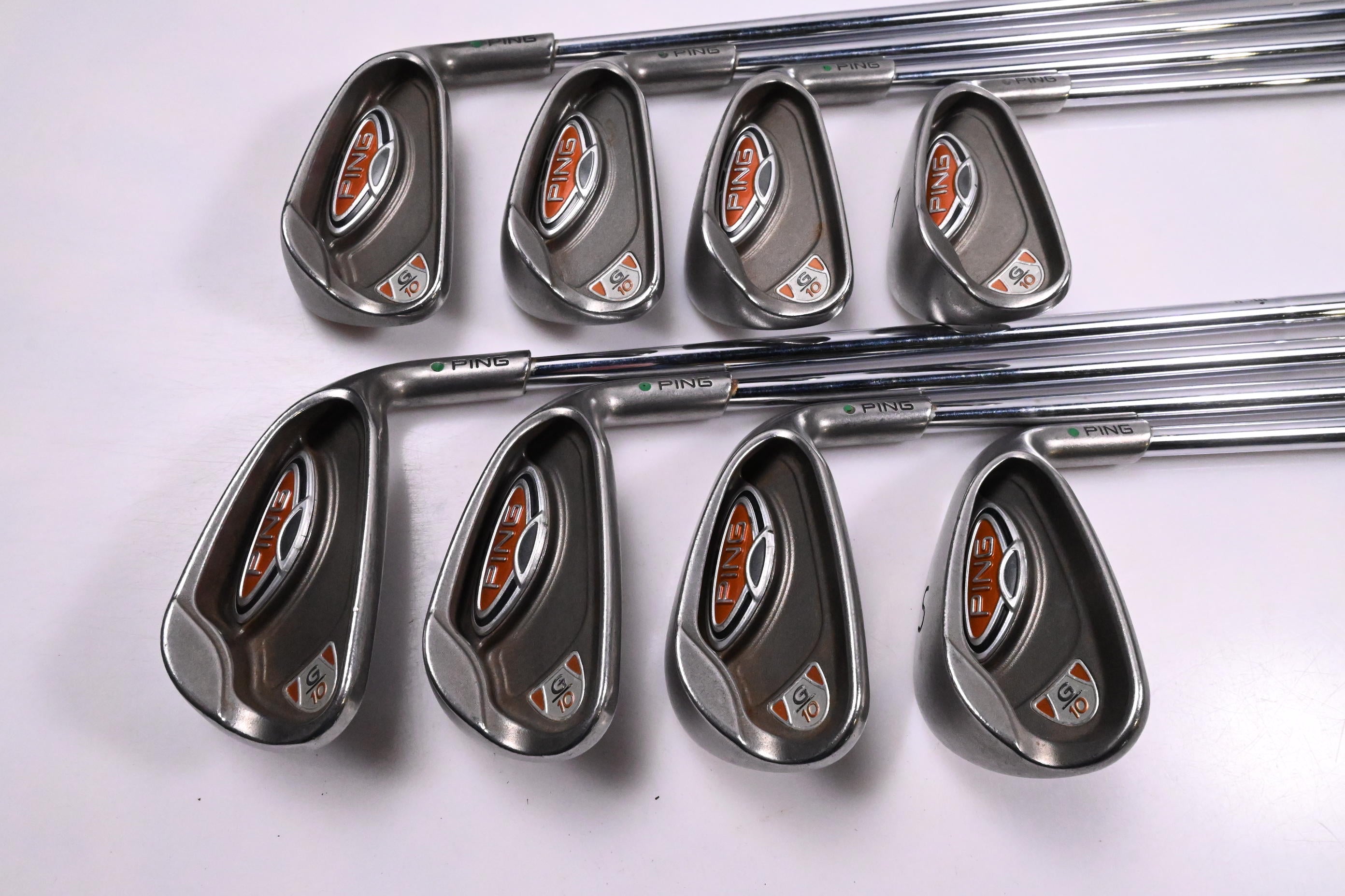 Ping G10 Irons / 4-PW+SW / Green Dot / Stiff Flex Steel Shafts