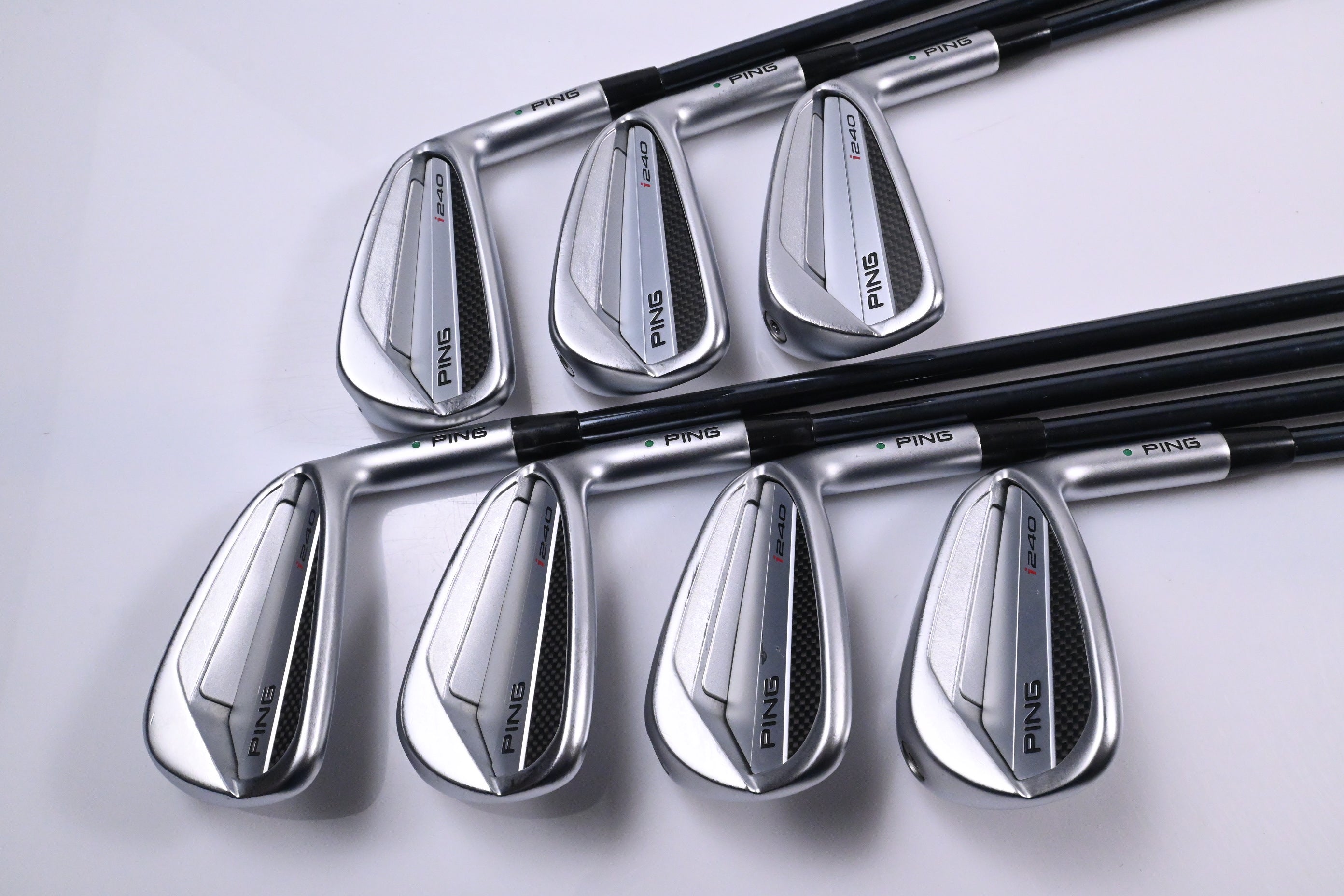 Ping I240 Irons / 4-PW / Green Dot / Stiff Flex UST Recoil Dart 75 Shafts