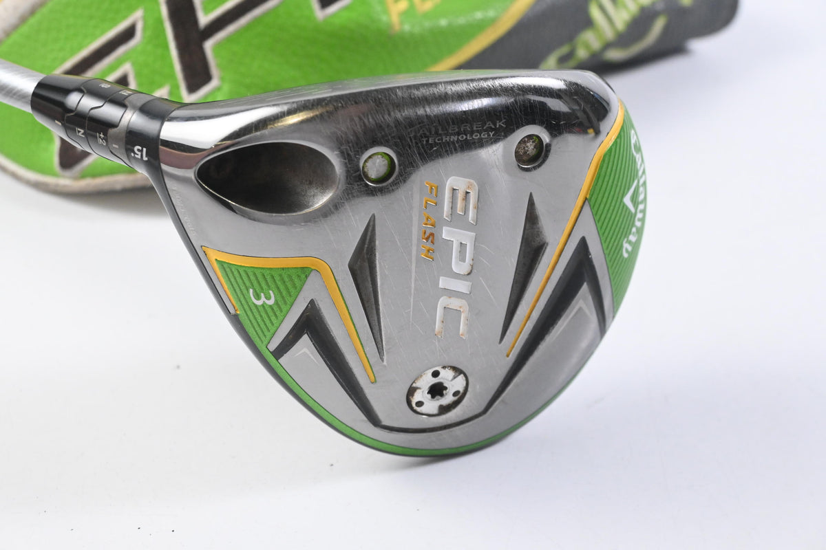 Left Hand Callaway Epic Flash #3 Wood / 15 Degree / Senior Flex EvenFlow 65