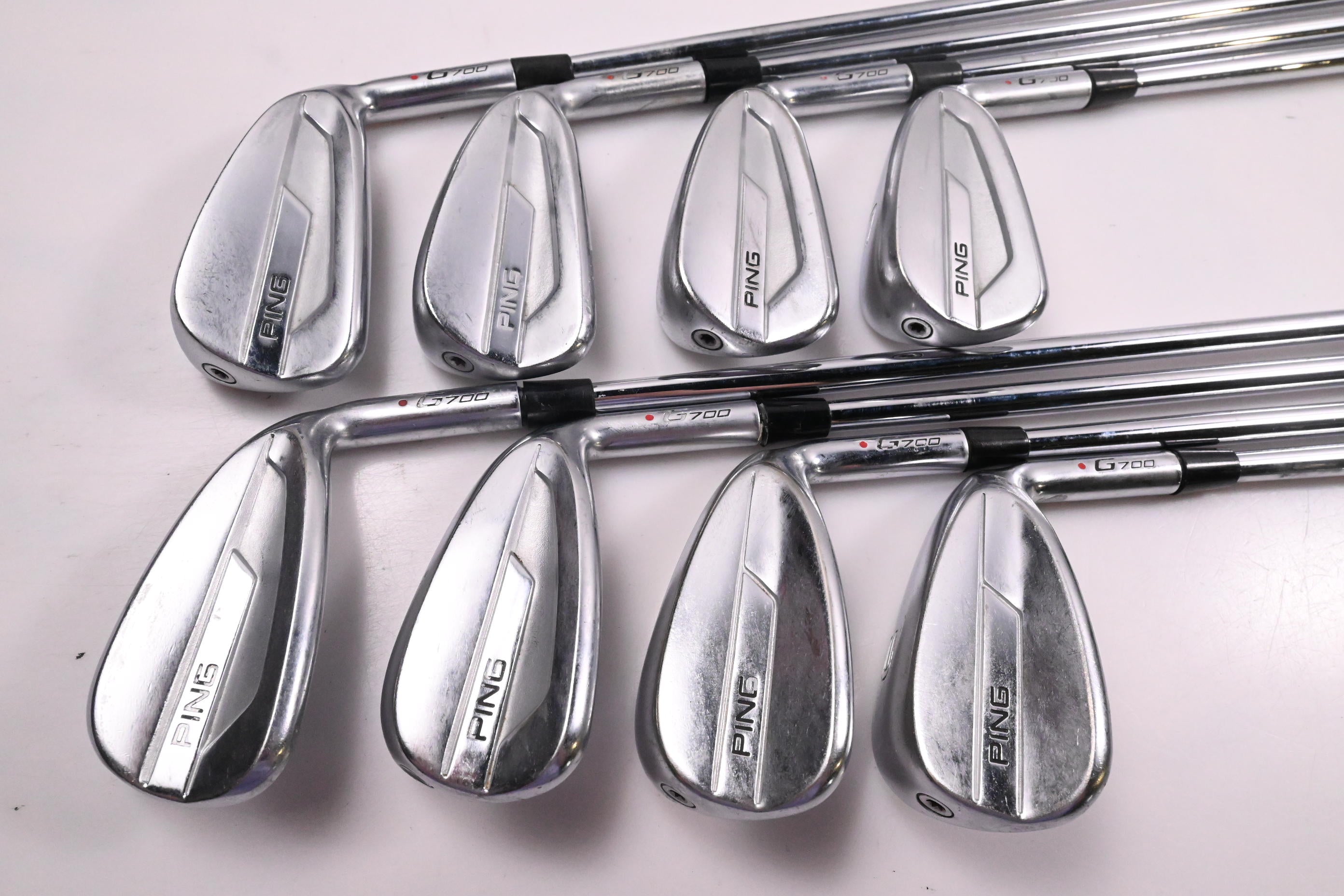 Ping G700 Irons / 4-PW+UW / Red Dot / Regular Flex Dynamic Gold 105 R300 Shafts
