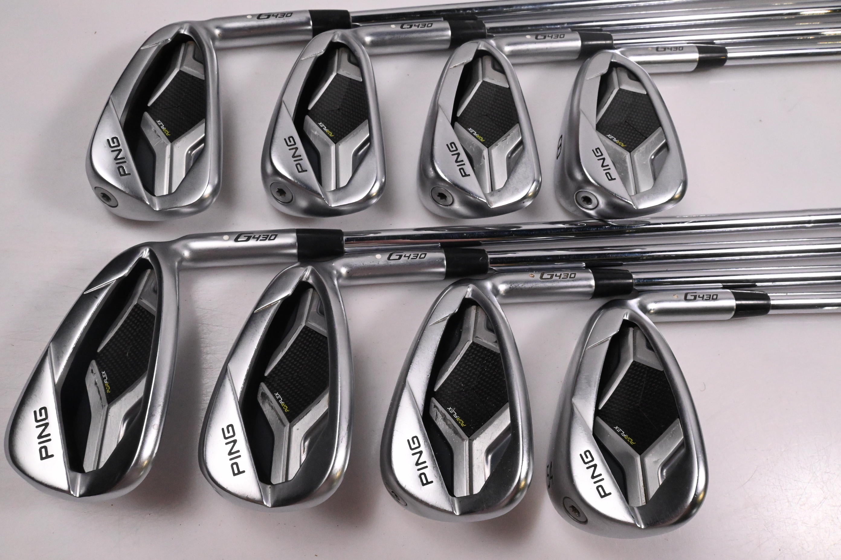 Ping G430 Irons / 5-PW+45°+54° / White Dot / Regular Flex Ping AWT 2.0 Shafts