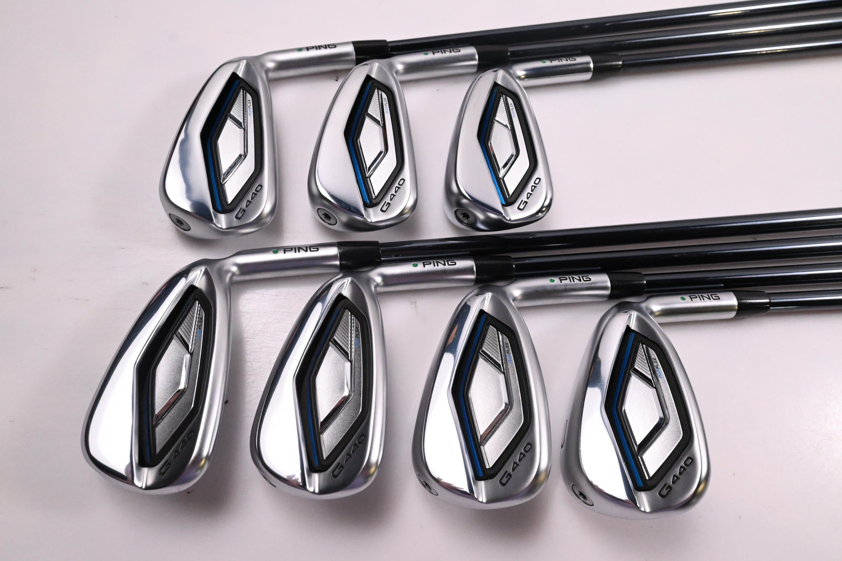 Ping G440 Irons / 5-PW+UW / Green Dot / Stiff Flex UST Recoil Dart 75 Shafts