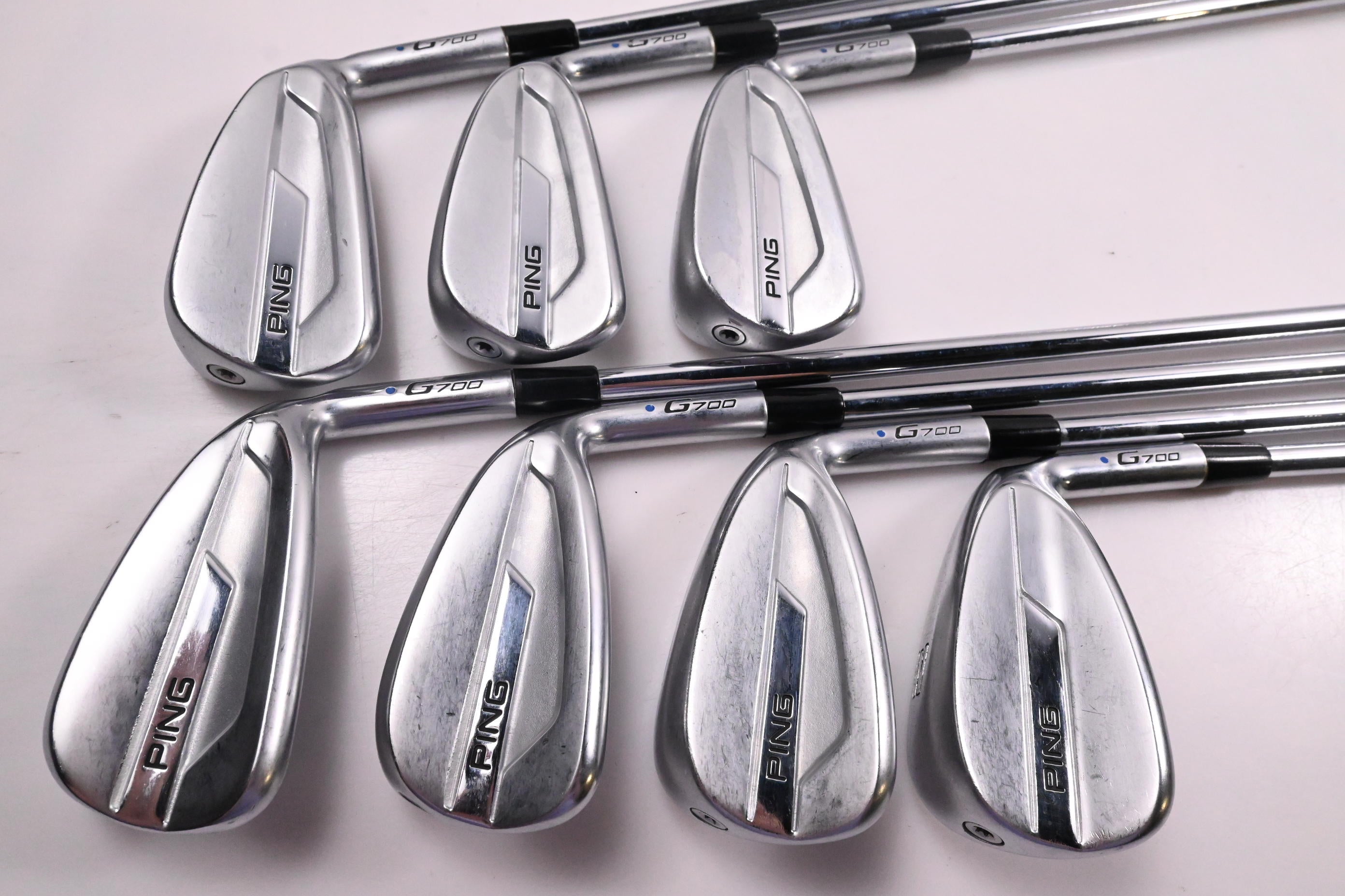 Ping G700 Irons / 4-PW / Blue Dot / Regular Flex Ping AWT 2.0 Shafts