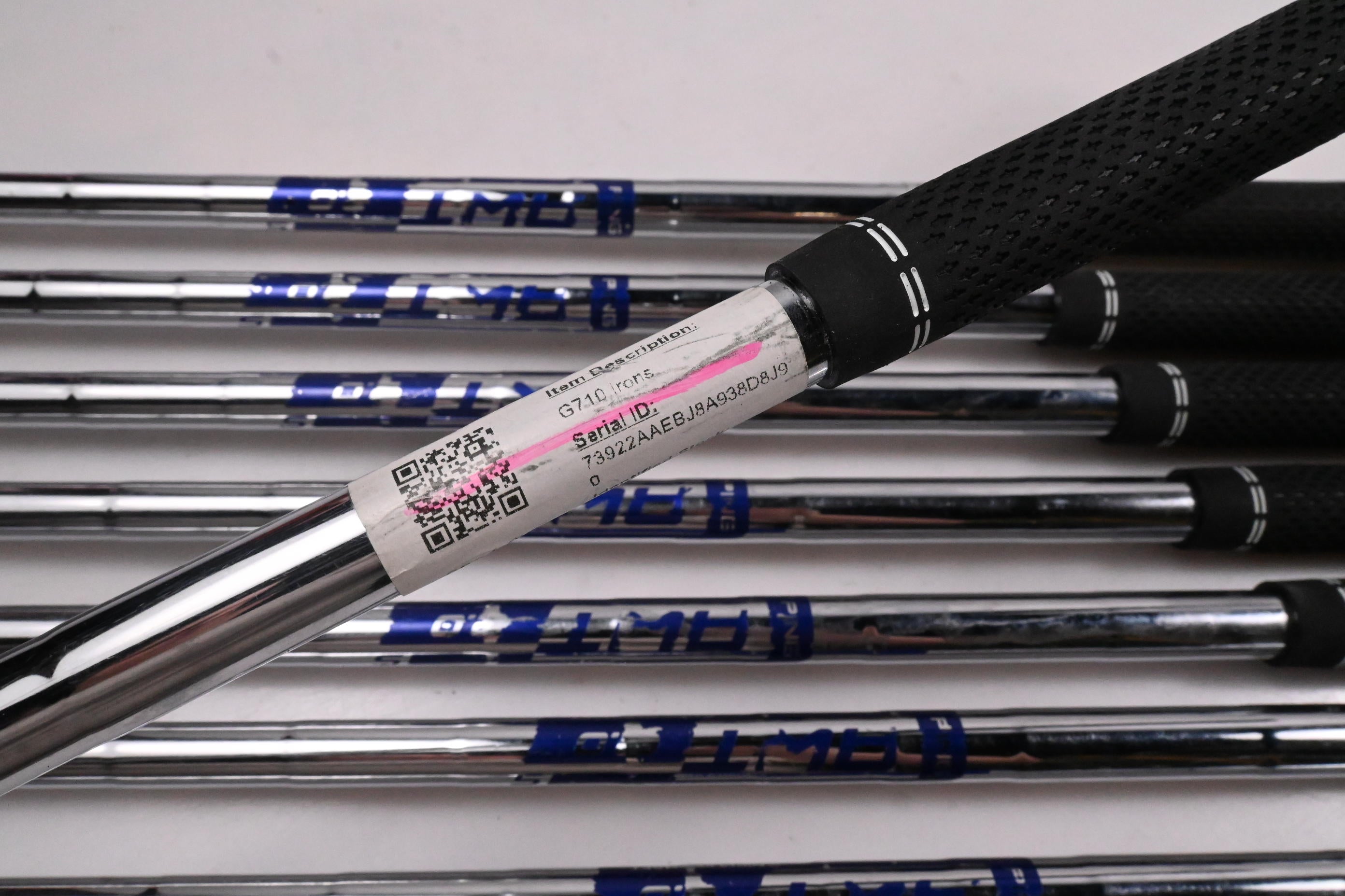 Ping G710 Irons / 4-PW+SW / Green Dot / Stiff Flex Ping AWT 2.0 Shafts