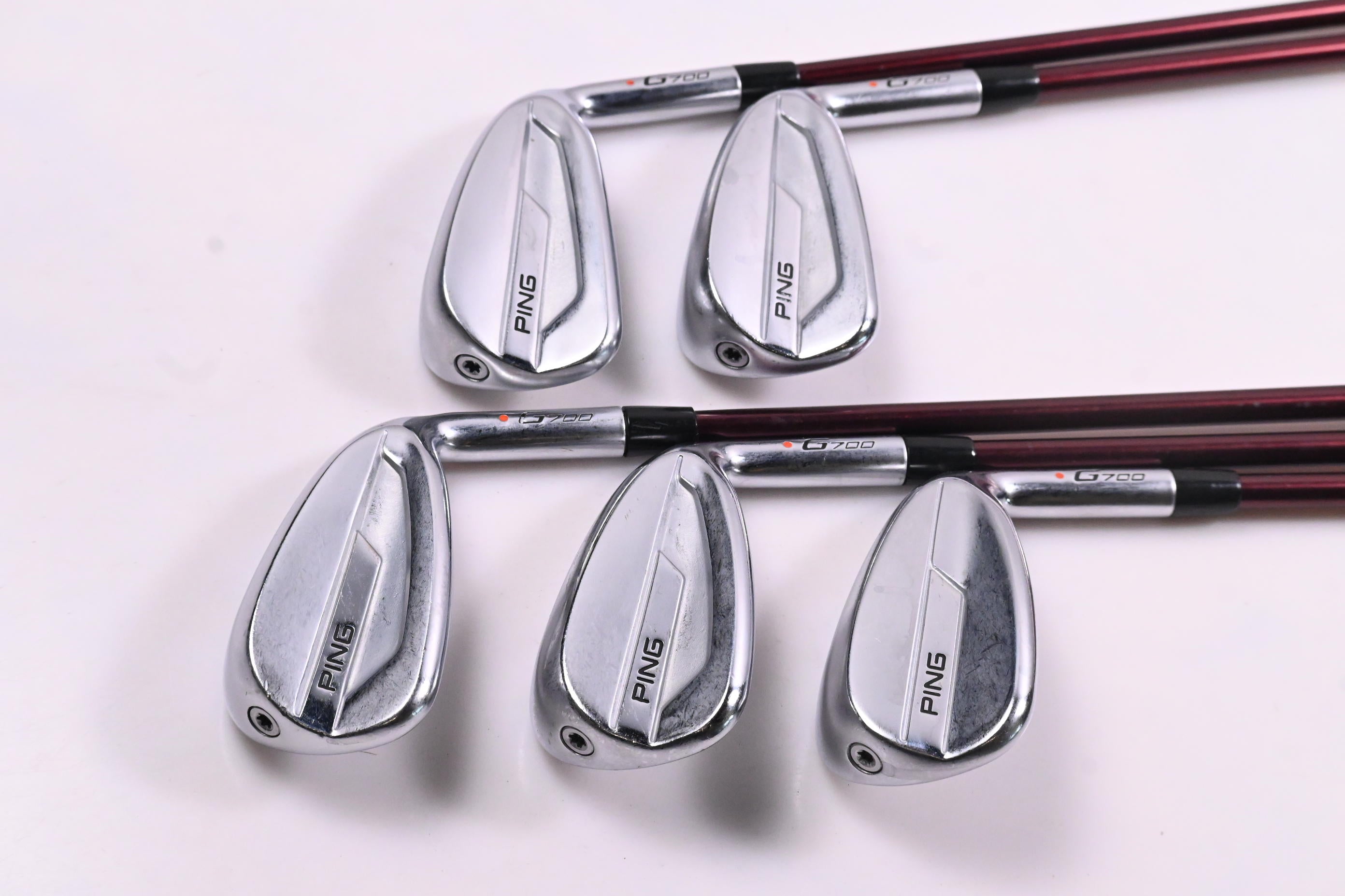 Ping G700 Irons / 6-PW / Orange Dot / Regular Flex Mitsubishi Fubuki Red Shafts