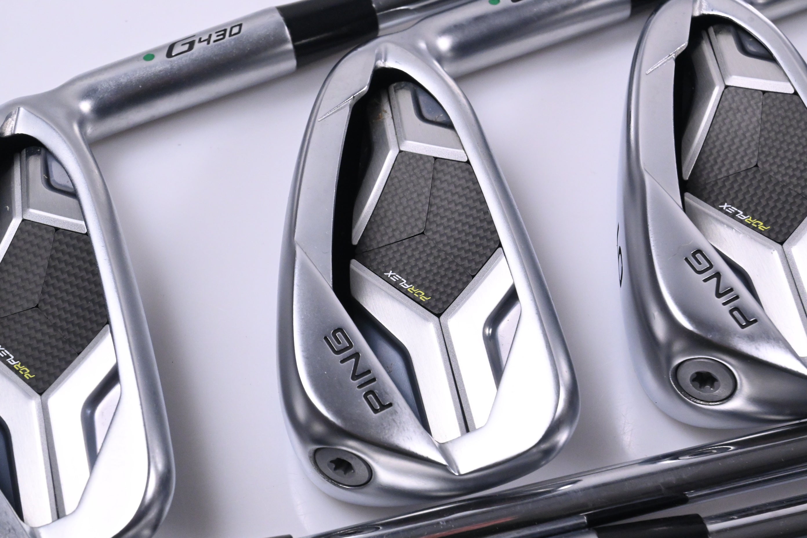 Ping G430 Irons / 4-PW+45°+54° / Green Dot / Stiff Flex Ping AWT 2.0 Shafts
