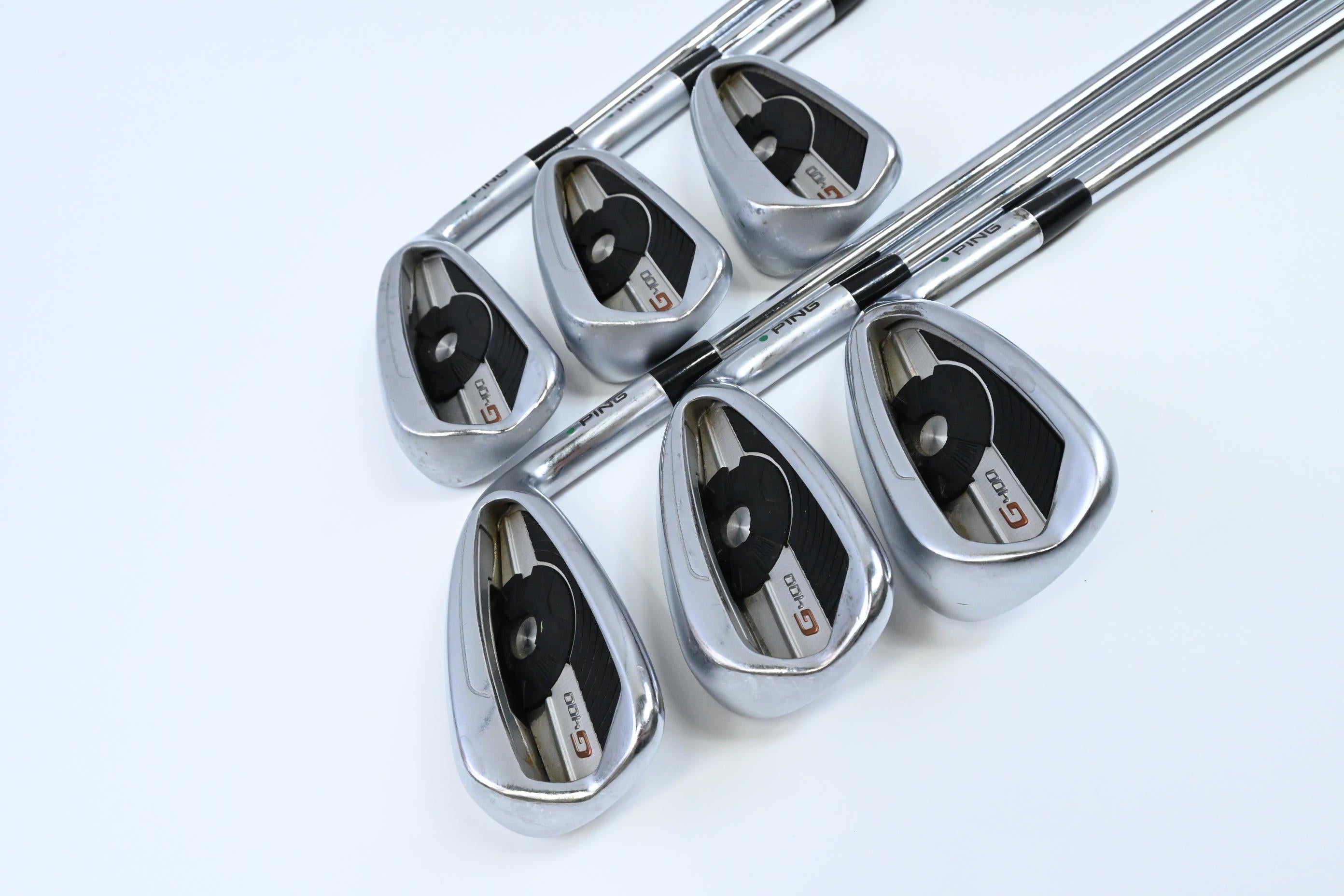 Ping G400 Irons / 5-PW / Green Dot / Regular Flex Ping AWT 2.0 Shafts