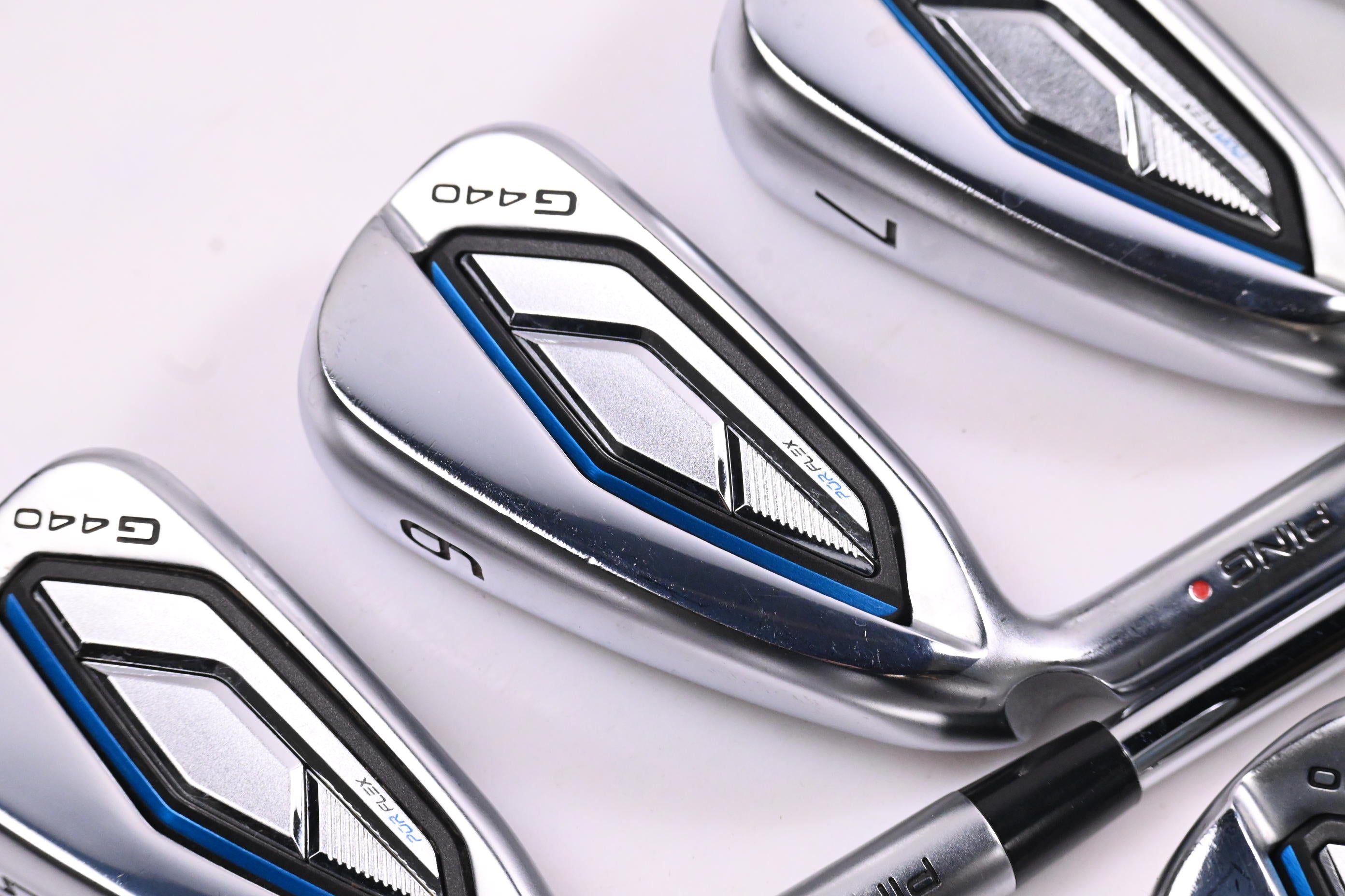 Left Hand Ping G440 Irons / 5-PW+GW+56° / Red Dot / Stiff Flex Ping AWT 3.0